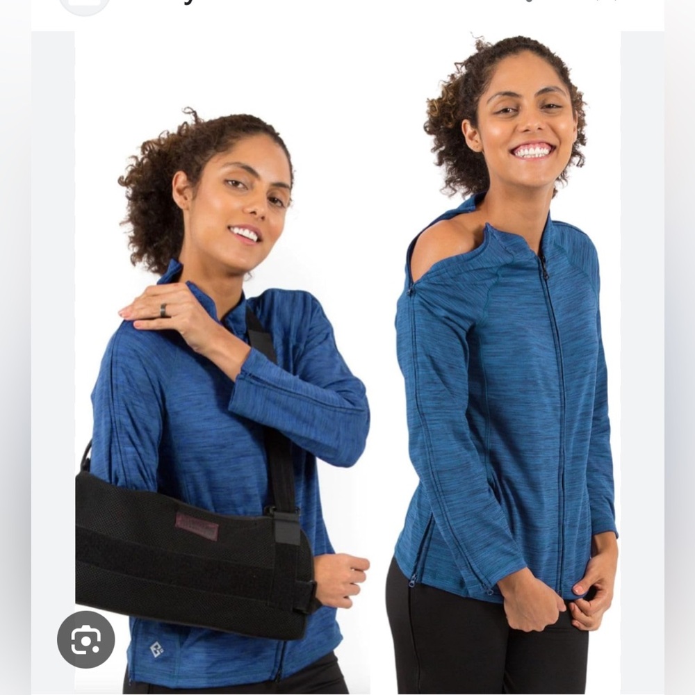 Women’s Adaptive Post Surgery Long Sleeve Shirt - size Small - Blue & Pink